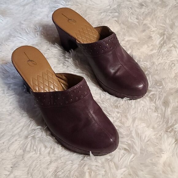 Easy Spirit Purple Leather Platform Clogs 7.5W - Picture 1 of 6